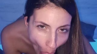 'Tiny Tina Jacuzzi POV Deepthroat blowjob cum swallow'