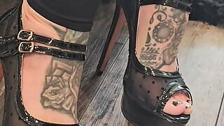 Walking My Tattooed Feet in Stilleto High Heels!