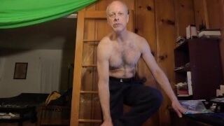 Fit Mature Male Exhibitionist Strips Off Suit and Cums While Answering Sex Questions