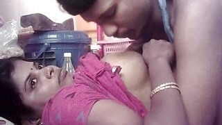 Indian house wife and housband romantic kissing