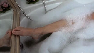 Milena Velba in bathtub solo - mature mom with monster