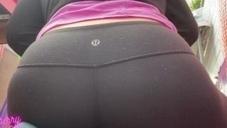 Peeing in my Lululemon Yoga Pants out on my Balcony