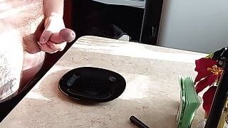 jerking off a dick in the kitchen getting myself a morning breakfast