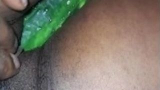 SUBMISSIVE AFRICAN WIFE LOVES TO EXPLORE SEX SHE GETS AN ORGASM FROM HER STUDDED CUCUMBER