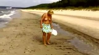 My super horny wifey likes going topless on the beach