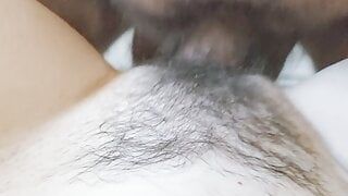 Quick fuck and cum all over Anita Coxhard and her hairy pussy by her husband Mike Coxhard