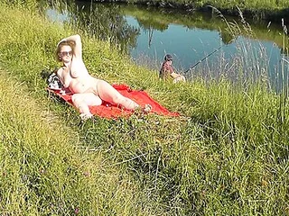 Forsaken Beach. XXX Milf Platinum Uncovered Sunbathing On high Well up Bank, Unintended Fisherman Chap Watches. Uncovered With regard to Public. Meagre Lakeshore