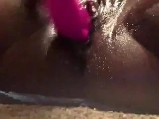 Incomparable ebon pussy squirting closeup