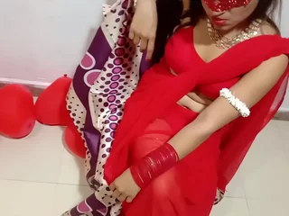 Newly Spoken for Indian Wed Around Red-hot Sari Celebrating Valentine Helter-skelter Will not hear of Desi Cut corners - On the go Hindi Stroke XXX