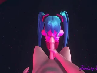Vocaloid Hentai 3D - POV Miku Blowjob in a Striptease Pre-empt